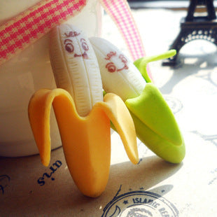 Creative Cute 2pcs Banana Fruit Pencil Eraser Rubber Novelty Kids Student Learning Office Stationery